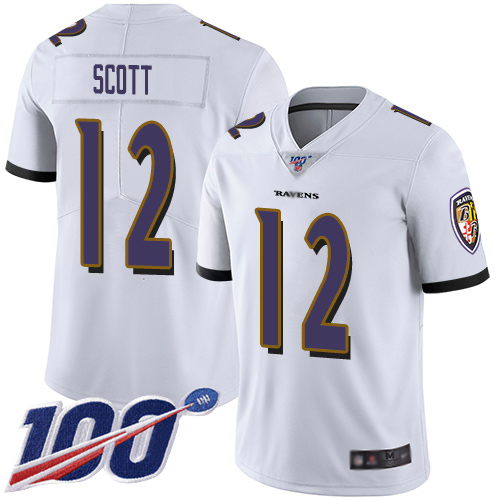 Baltimore Ravens Limited White Men Jaleel Scott Road Jersey NFL Football #12 100th Season Vapor Untouchable